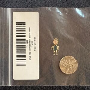 14kt Gold and Blue Topaz Boy Charm for December Birthday